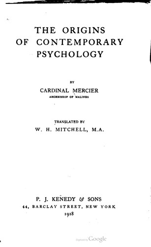 Cover for Origins of contemporary psychology