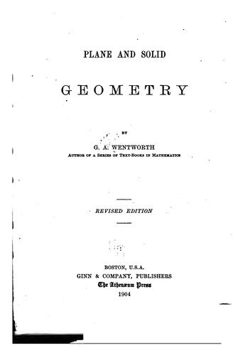 Cover for Plane and solid geometry