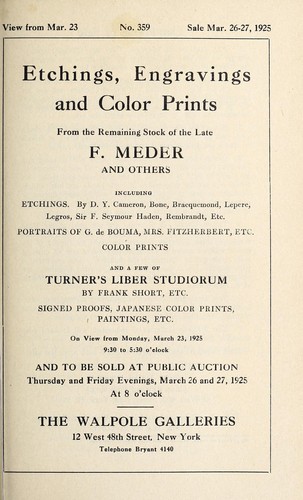 Cover for Etchings, engravings, and color prints