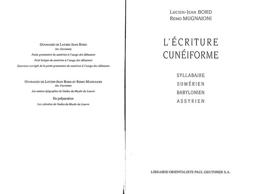 Cover for L' ecriture cuneiforme