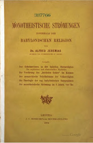 Cover for Monotheistische Strömungen innerhalb der babylonischen Religion: Auf Grund ...