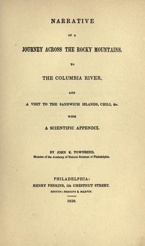 Cover for Townsend's Narrative of a journey across the Rocky Mountains, to the Columbia River.