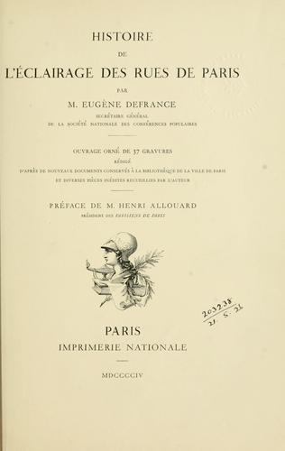 Cover for Histoire de l'éclairage des rues de Paris.