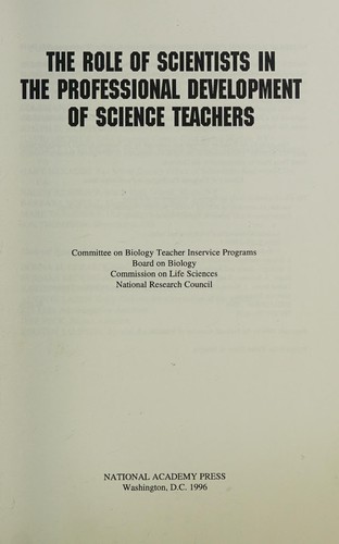 Cover for Role of Scientists in the Professional Development of Science Teachers
