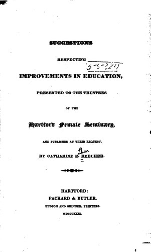 Cover for Suggestions Respecting Improvements in Education: Presented to the Trustees of the Hartford ...