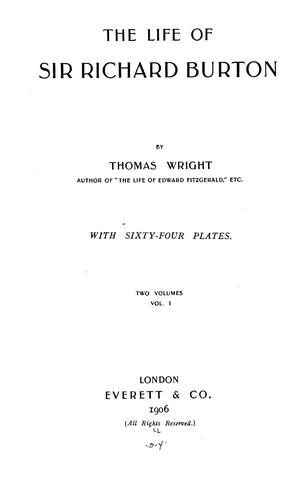 Cover for The life of Sir Richard Burton