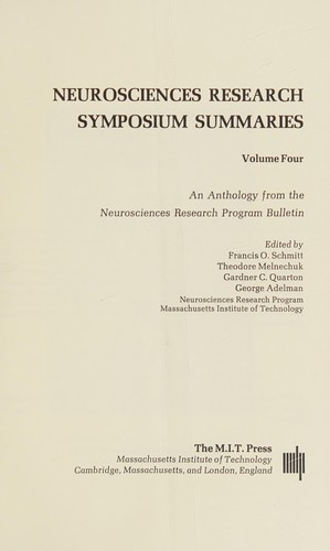 Cover for Neurosciences Research Symposium Summaries - Vol. 4