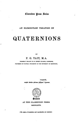Cover for elementary treatise on quaternions