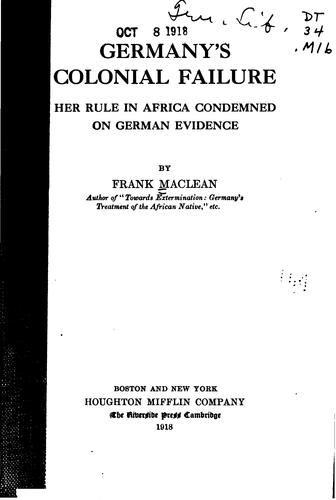 Cover for Germany's colonial failure