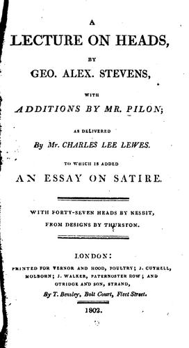 Cover for A Lecture on Heads