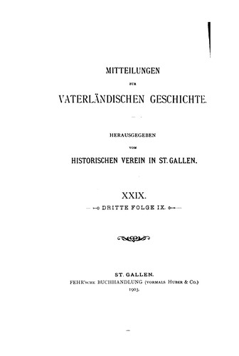 Cover for Mitteilungen zur vaterläendischen Geschichte