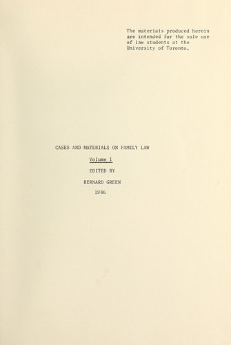 Cover for Cases and materials on family law