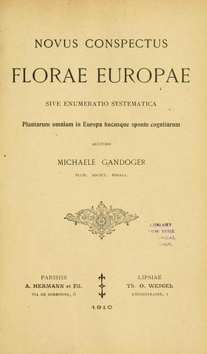 Cover for Novus conspectus florae Europae