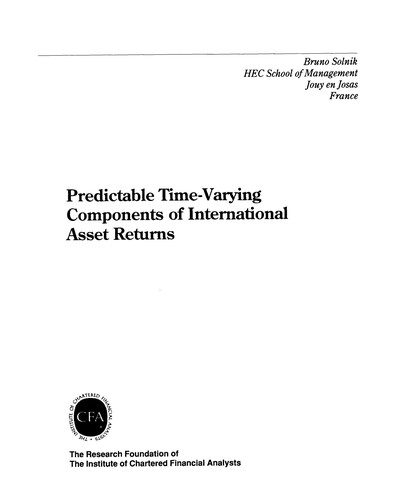 Cover for Predictable time-varying components of international asset returns
