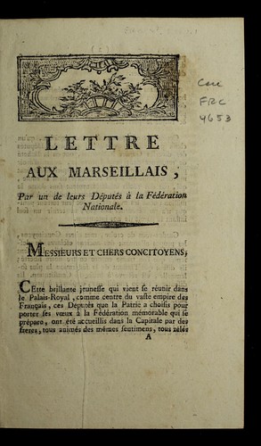 Cover for Lettre aux Marseillais
