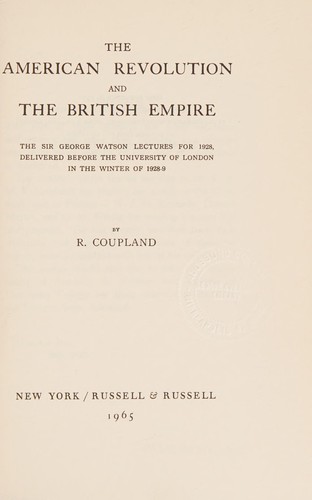 Cover for The American Revolution and the British Empire.