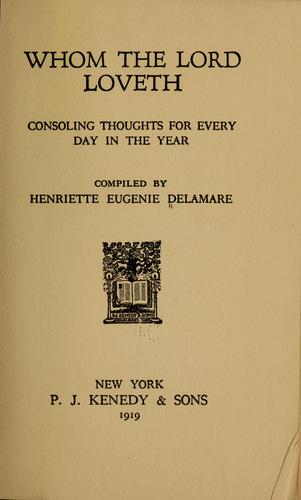 Cover for Whom the Lord loveth