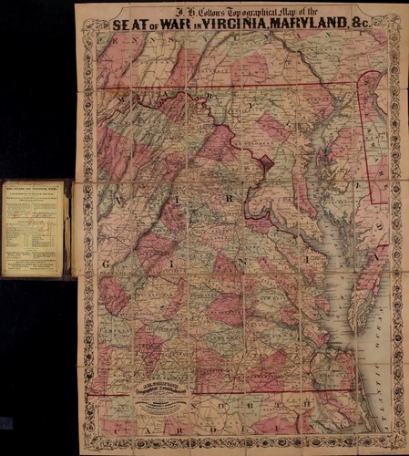 Cover for J.H. Colton's topographical map of the seat of war in Virginia, Maryland, &c