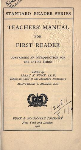 Cover for Teachers' manual for first reader