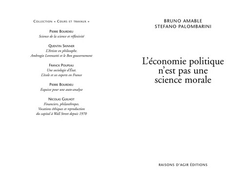 Cover for L'e conomie politique n'est pas une science morale