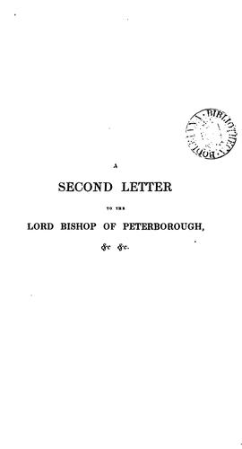 Cover for A second Letter to the lord bishop of Peterborough on the independence of the Authorised version ...