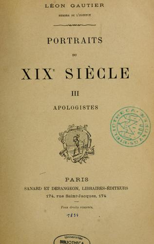 Cover for Portraits du XIXe siècle