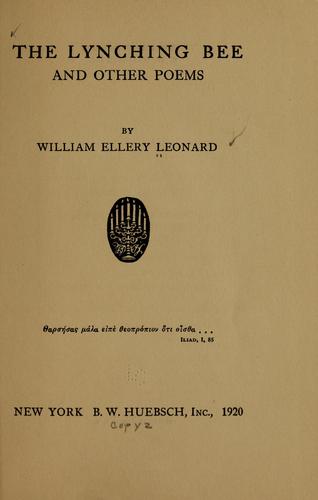 Cover for The lynching bee, and other poems
