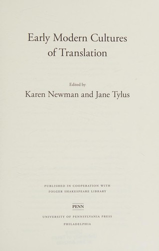 Cover for Early Modern Cultures of Translation