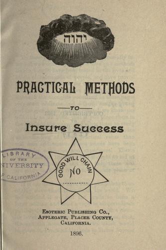 Cover for Practical methods to insure success ...