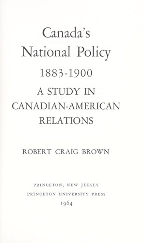 Cover for Canada's national policy, 1883-1900