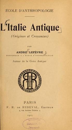 Cover for L'Italie antique