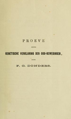 Cover for Proeve eener genetische verklaring der oog-bewegingen