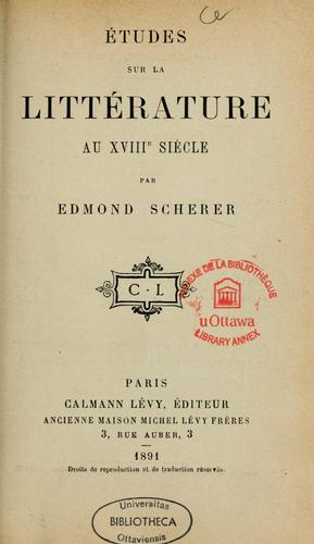 Cover for Études sur la littérature au XVIIIe siècle