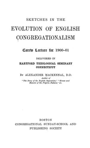 Cover for Sketches in the evolution of English Congregationalism