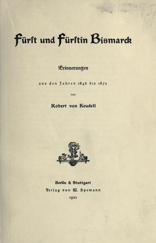 Cover for F©·urst und F©·urstin Bismarck.