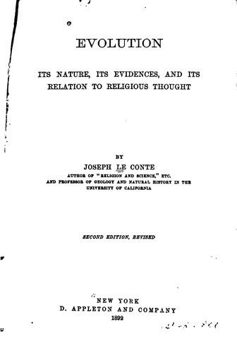 Cover for Evolution: Its Nature, Its Evidences, and Its Relation to Religious Thought