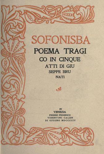 Cover for Sofonisba