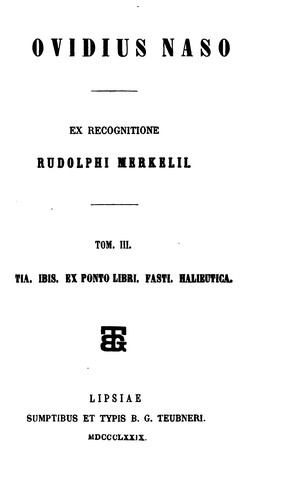 Cover for P. Ovidius Naso ex recognitione Rudolphi Merkelii ...