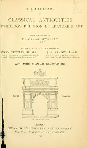 Cover for A dictionary of classical antiquities