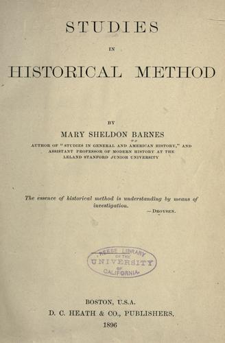 Cover for Studies in historical method.