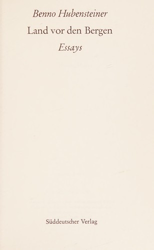 Cover for Land vor den Bergen