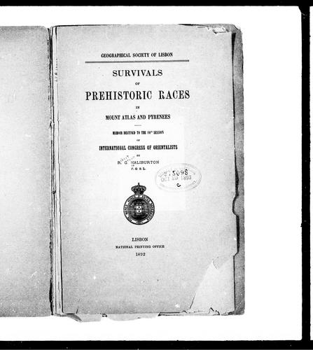 Cover for Survivals of prehistoric races in Mount Atlas and Pyrenees