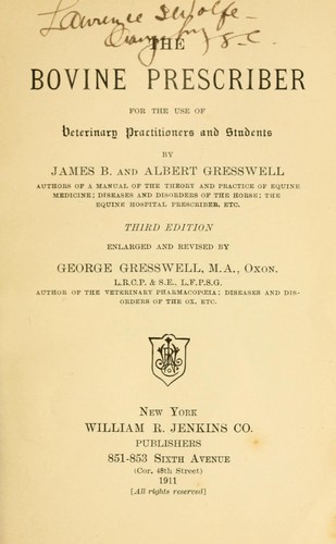 Cover for The Bovine prescriber