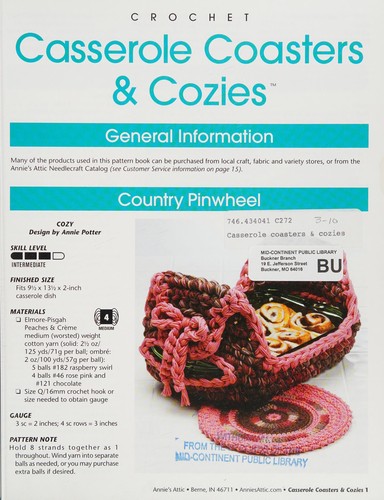 Cover for Casserole coasters & cozies
