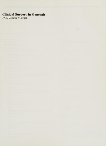 Cover for Clinical Surgery in General