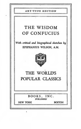 Cover for The wisdom of Confucius