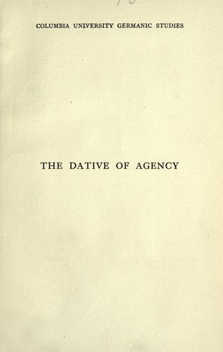 Cover for The dative of agency