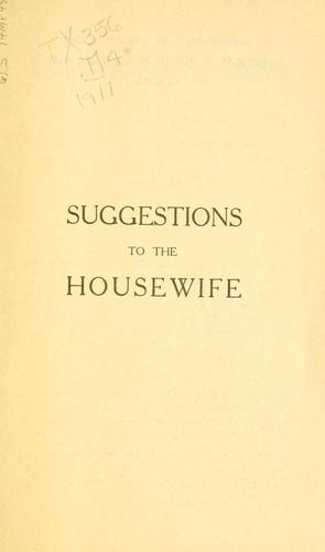 Cover for Suggestions to the housewife.