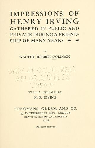 Cover for Impressions of Henry Irving