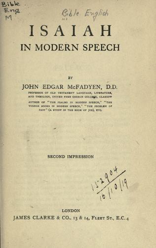 Cover for Isaiah in modern speech